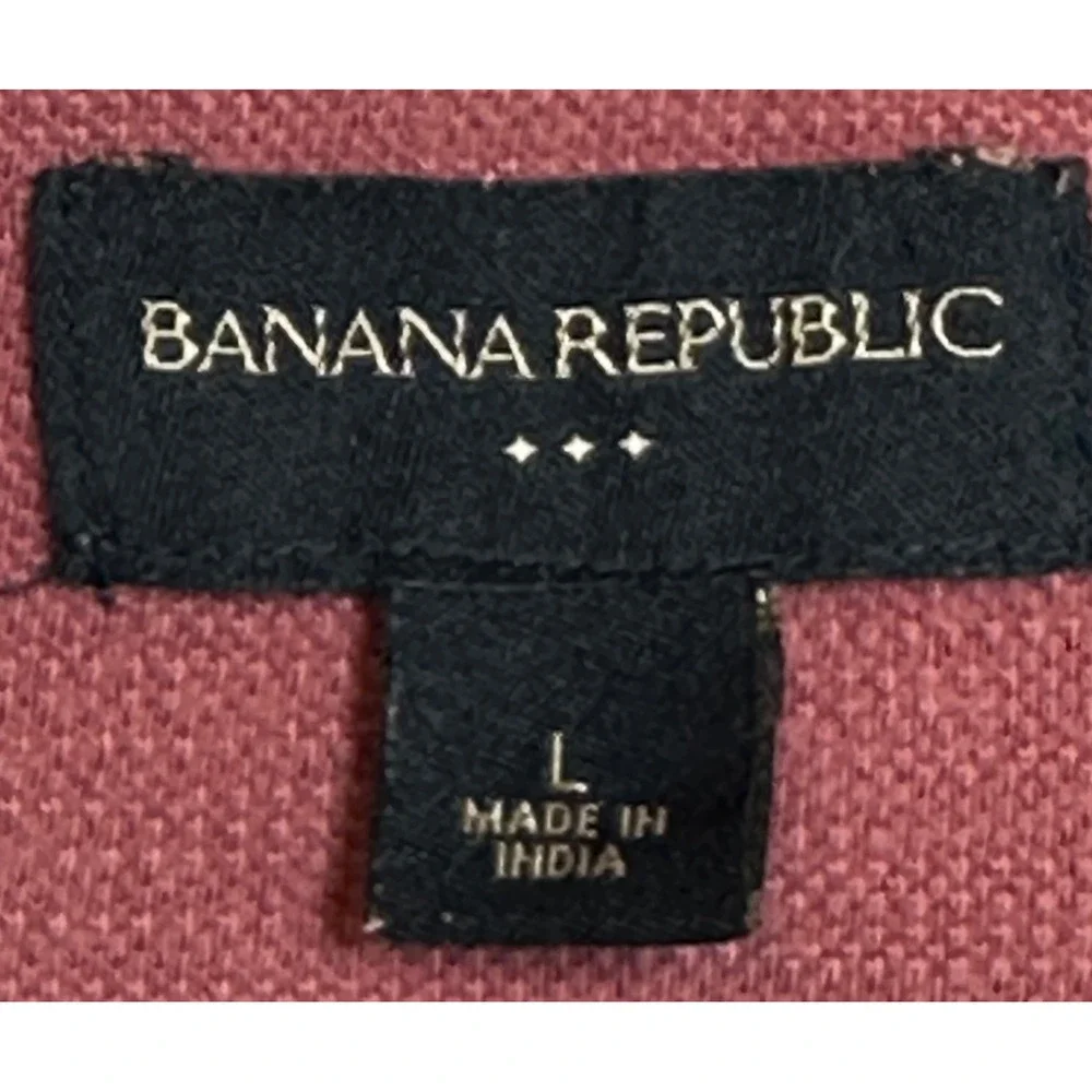 Banana Republic Mens Large Red Textured Cotton Short Sleeve Polo Shirt RN54023